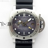 VS공장 파네라이 PAM1323 그레이다이얼 블랙러버스트랩 PAM1323 Y GMT VSF 1:1 Best Edition Dark Gray Dial on Black Rubber Strap P9011
