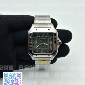 AF공장 까르띠에 산토스 라지 그린다이얼 브레이슬릿 Santos de Cartier 40mm SS AF 1:1 Best Edition Green Dial on SS SmartLinks Bracelet MIYOTA 9015