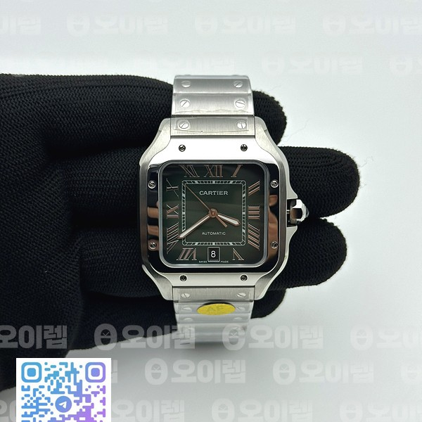 AF공장 까르띠에 산토스 라지 그린다이얼 브레이슬릿 Santos de Cartier 40mm SS AF 1:1 Best Edition Green Dial on SS SmartLinks Bracelet MIYOTA 9015