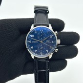 YL공장 IWC 포르투기저 크로노그래프 150Years 에디션 스틸 블루다이얼 가죽스트랩 Portugieser Chronograph Edition “150 Years” IW371601 Blue Dial on Black Leather Strap A7750 (Slim Movement)