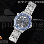 HR공장 오메가 씨마스터 다이버300 스틸 블루물결텍스쳐다이얼 브슬 Seamaster Diver 300M SS Blue Ceramic Bezel HRF 1:1 Best Edition Gray Dial on SS Bracelet A2824