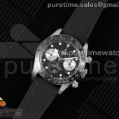 TWS공장 튜더 블랙베이 크로노그래프 41 스틸 블랙실버다이얼 가죽스트랩 Black Bay Chrono SS TWS 1:1 Best Edition Black/White Dial on Black Leather Strap A7750