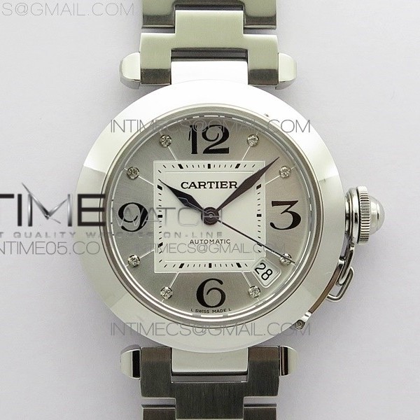V9공장 파샤 35미리 실버다이얼 Pasha W31074M7 35mm SS V9F Best Edition Silver Dial on SS Bracelet A2892 to Cal.049