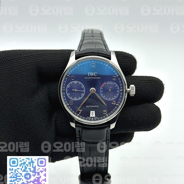 ZF공장 V5 IWC 포르투기저500710 세븐데이즈 부엉이 스틸 블루다이얼 Portuguese Real PR IW500710 Blue Dial on Black Leather Strap A52010