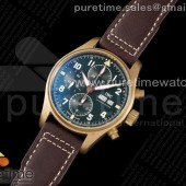 AZ공장 IWC 파일럿 크로노그래프 스핏파이어 브론즈케이스 그린다이얼 가죽스트랩 Pilot Chrono Spitfire IW387902 Bronze AZF 1:1 Best Edition Green Dial on Brown Leather Strap A7750