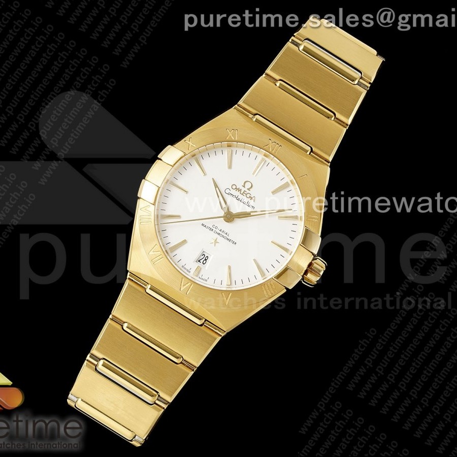 ASW공장 오메가 컨스텔레이션 39 옐로우골드금통 화이트다이얼 브레이슬릿 Constellation 39mm YG ASWF 1:1 Best Edition White Dial on YG Bracelet A8801