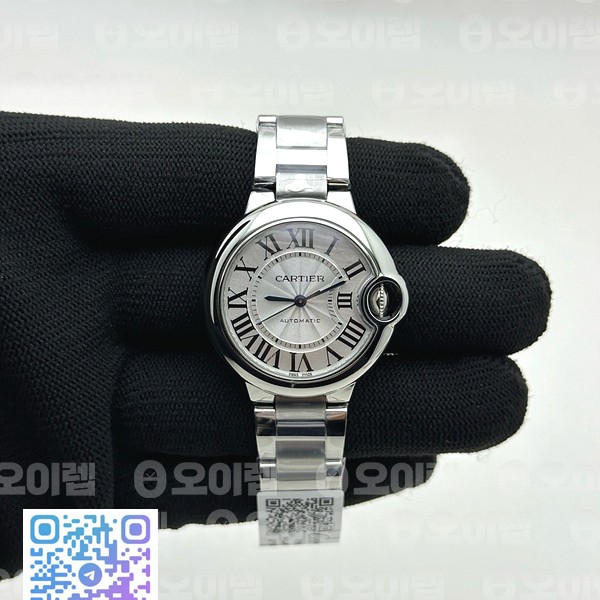 AF공장 까르띠에 발롱블루 33MM 스틸 화이트다이얼 브레이슬릿 BALLON BLEU 33MM SS WHITE TEXTURED DIAL ON SS BRACELET CAL.076