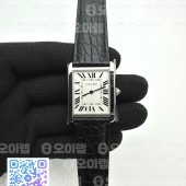 K11공장 까르띠에 탱크솔로 27MM 악어가죽스트랩 Tank Solo 27mm K11F SS White Dial on Black Croco Strap Ronda Quartz