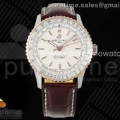 TF공장 브라이틀링 내비타이머 41미리 로즈골드콤비 화이트다이얼 가죽스트랩 Navitimer Automatic 41mm SS/RG TF 1:1 Best Edition White Dial on Brown Leather Strap A2824