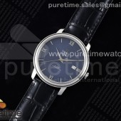 TWS공장 오메가 드 빌 스틸 블루다이얼 실버인덱스 가죽스트랩 De Ville SS TWF 1:1 Best Edition Silver Dial SS Markers on Black Leather Strap MIYOTA 9015
