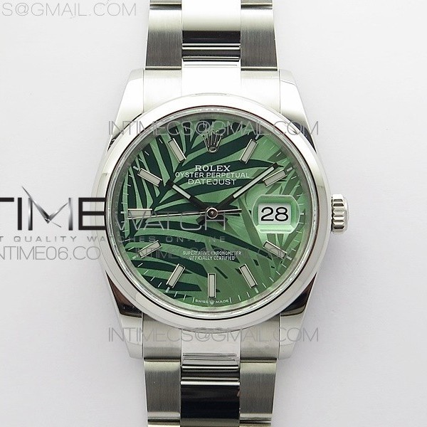 BP공장 롤렉스 데이저스트 36 스틸 그린팜다이얼 돔베젤 오이스터브레이슬릿 DateJust 36 SS 126200 BP 1:1 Best Edition New Green Dial on Oyster Bracelet