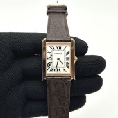 K11공장 까르띠에 로즈골드금통 탱크솔로 27MM 악어가죽스트랩 Tank Solo 27mm K11F RG White Dial on Brown Leather Strap Ronda Quartz