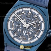 LF공장 제니스 데피 클래식 스켈레톤 PVD블루 블루화이트다이얼 블루러버스트랩 ZEN048E - Defy Classic Skeleton Blue PVD/RU Ske LF V2 A2892