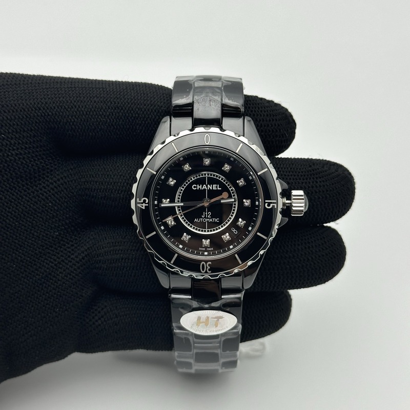 HT공장 샤넬 J12 블랙세라믹 12포인트다이얼 38mm 남성용 세라믹브레이슬릿 솔리드백 J12 38mm EAST 1:1 Best Edition Black Korea Ceramic Black Dial Crystals Markers on Bracelet A2892 KOR EAST공장 출고 전 실물 검수사진 1