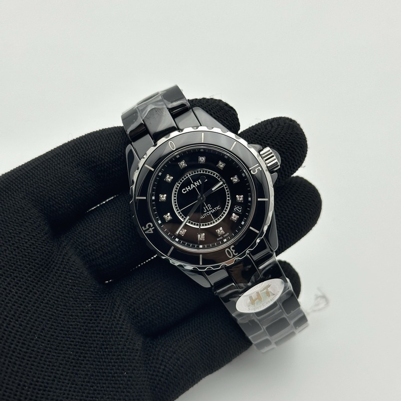 HT공장 샤넬 J12 블랙세라믹 12포인트다이얼 38mm 남성용 세라믹브레이슬릿 솔리드백 J12 38mm EAST 1:1 Best Edition Black Korea Ceramic Black Dial Crystals Markers on Bracelet A2892 KOR EAST공장 출고 전 실물 검수사진 4