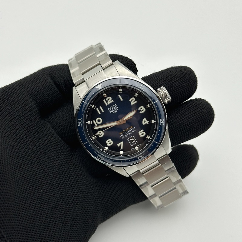KOR공장 태그호이어 오타비아 블루다이얼 Autavia WBE5116 42mm SS KOR 1:1 Best Edition Blue Ceramic bezel Blue Dial on SS Bracelet SW200 (Free Nylon and Leather Strap) 출고 전 실물 검수사진 4