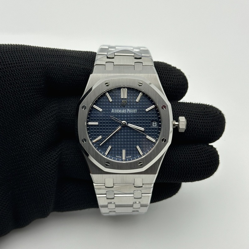 APS공장 오데마피게 로얄오크 15500 스틸 블루다이얼 브레이슬릿 Royal Oak 41mm 15500 SS APSF 1:1 Best Edition Blue Textured Dial on SS Bracelet SA4302 Super Clone 출고 전 실물 검수사진 1