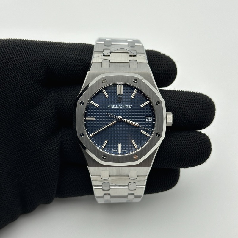 APS공장 오데마피게 로얄오크 15500 스틸 블루다이얼 브레이슬릿 Royal Oak 41mm 15500 SS APSF 1:1 Best Edition Blue Textured Dial on SS Bracelet SA4302 Super Clone 출고 전 실물 검수사진 3