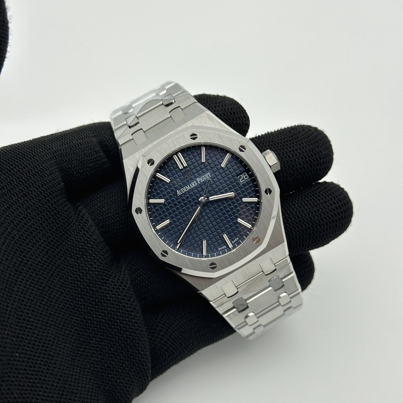 APS공장 오데마피게 로얄오크 15500 스틸 블루다이얼 브레이슬릿 Royal Oak 41mm 15500 SS APSF 1:1 Best Edition Blue Textured Dial on SS Bracelet SA4302 Super Clone 출고 전 실물 검수사진 4