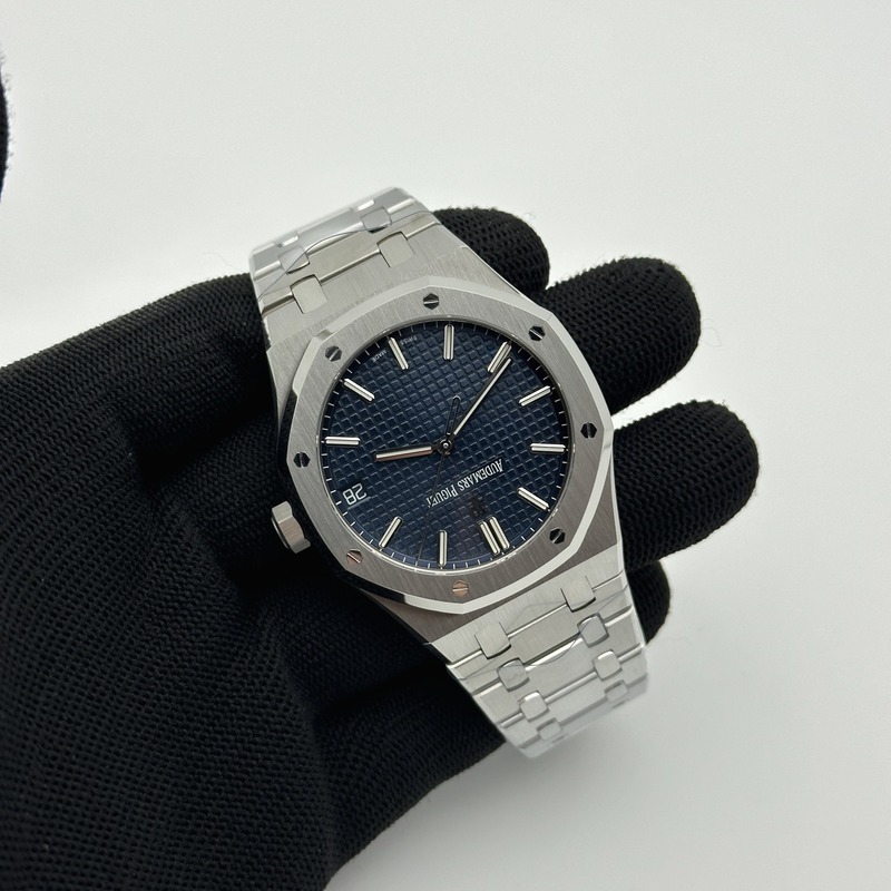 APS공장 오데마피게 로얄오크 15500 스틸 블루다이얼 브레이슬릿 Royal Oak 41mm 15500 SS APSF 1:1 Best Edition Blue Textured Dial on SS Bracelet SA4302 Super Clone 출고 전 실물 검수사진 5