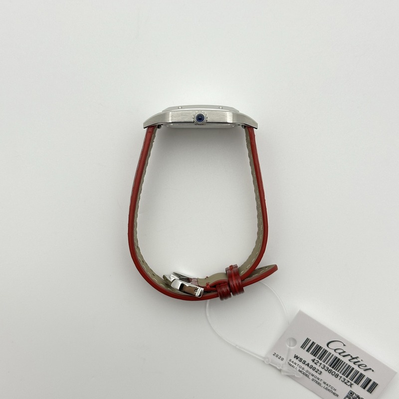 F1공장 까르띠에 산토스 뒤몽 27.5 스틸 실버다이얼 레드가죽스트랩 Santos Dumont 27.5mm IWSF Best Edition Silver Dial on Red Leather Strap Quartz 출고 전 실물 검수사진 7