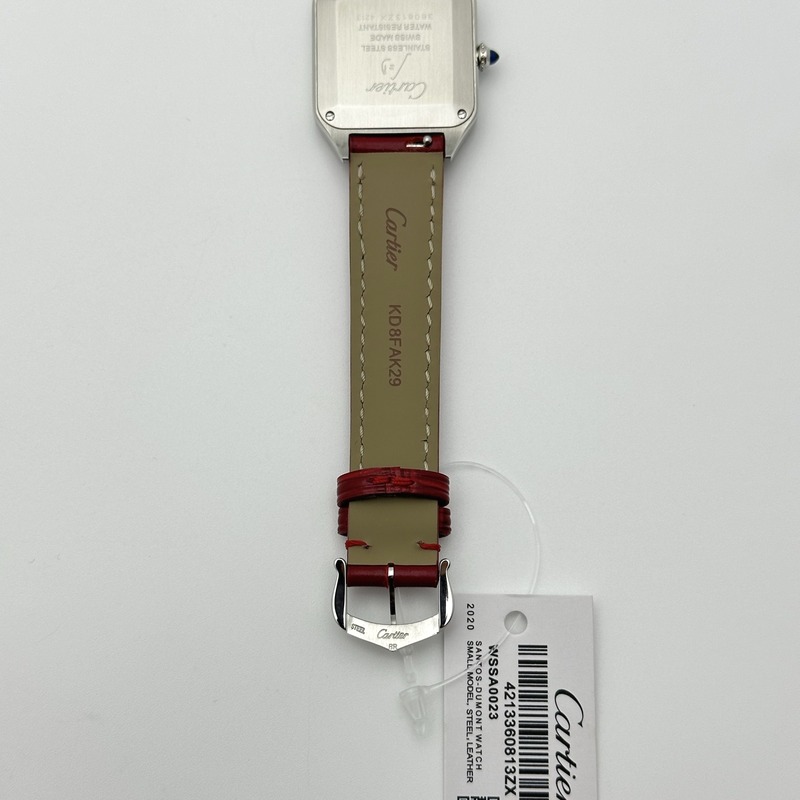 F1공장 까르띠에 산토스 뒤몽 27.5 스틸 실버다이얼 레드가죽스트랩 Santos Dumont 27.5mm IWSF Best Edition Silver Dial on Red Leather Strap Quartz 출고 전 실물 검수사진 9