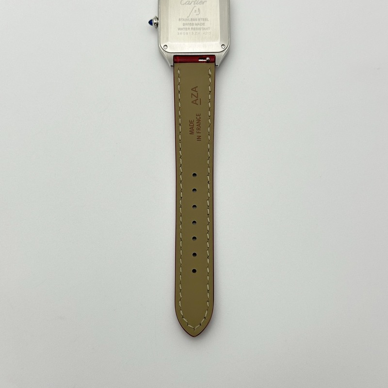 F1공장 까르띠에 산토스 뒤몽 27.5 스틸 실버다이얼 레드가죽스트랩 Santos Dumont 27.5mm IWSF Best Edition Silver Dial on Red Leather Strap Quartz 출고 전 실물 검수사진 10
