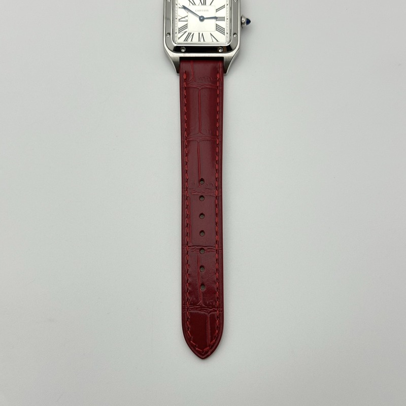 F1공장 까르띠에 산토스 뒤몽 27.5 스틸 실버다이얼 레드가죽스트랩 Santos Dumont 27.5mm IWSF Best Edition Silver Dial on Red Leather Strap Quartz 출고 전 실물 검수사진 11