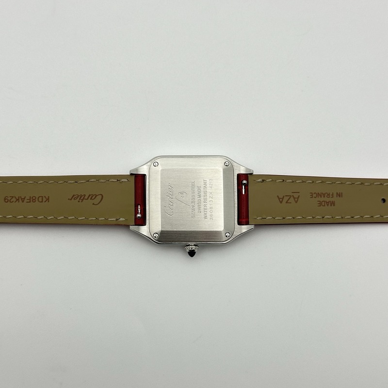 F1공장 까르띠에 산토스 뒤몽 27.5 스틸 실버다이얼 레드가죽스트랩 Santos Dumont 27.5mm IWSF Best Edition Silver Dial on Red Leather Strap Quartz 출고 전 실물 검수사진 12