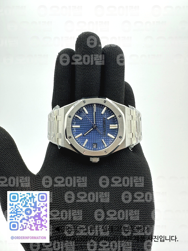 ZF공장 오데마피게 로얄오크 15510 50주년기념판 블루다이얼 브레이슬릿 Royal Oak 41mm 15510 50th SS ZF 1:1 Best Edition Blue Textured Dial on SS Bracelet A4302 (Free Box) 출고 전 실물 검수사진 4