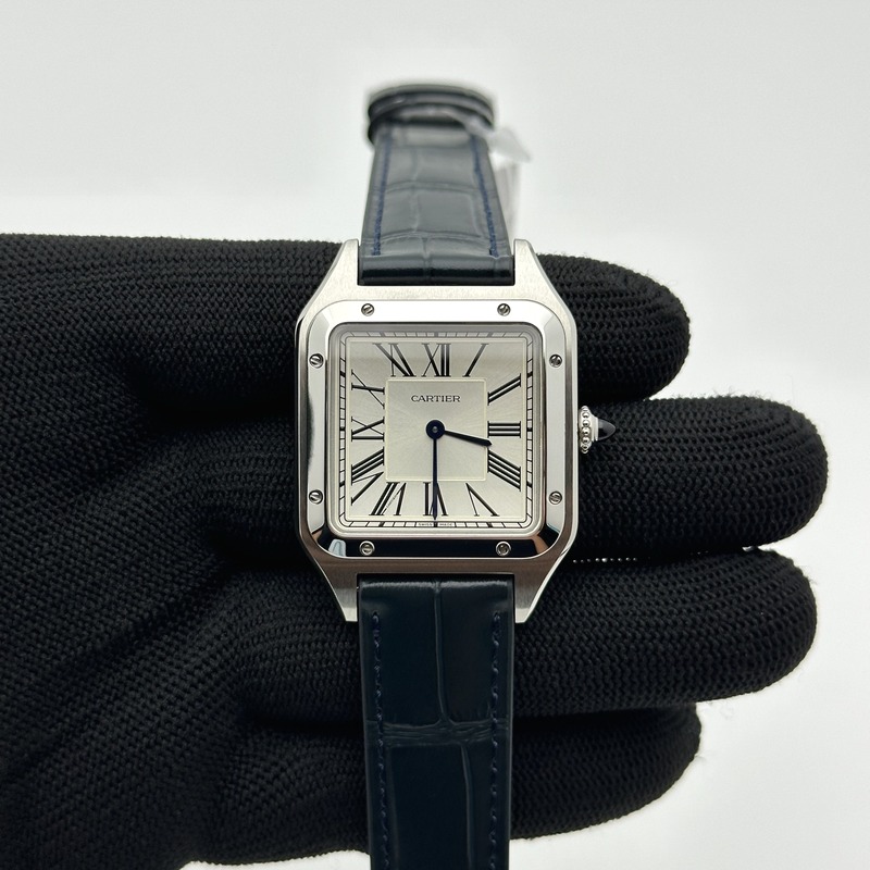 F1공장 까르띠에 산토스 뒤몽 43.5mm 실버다이얼 블루가죽스트랩 Santos Dumont 43.5mm SS F1F Best Edition Silver Dial on Blue Leather Strap Quartz 출고 전 실물 검수사진 1