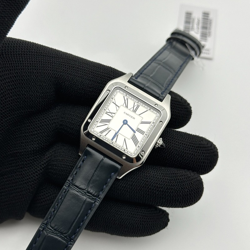 F1공장 까르띠에 산토스 뒤몽 43.5mm 실버다이얼 블루가죽스트랩 Santos Dumont 43.5mm SS F1F Best Edition Silver Dial on Blue Leather Strap Quartz 출고 전 실물 검수사진 3