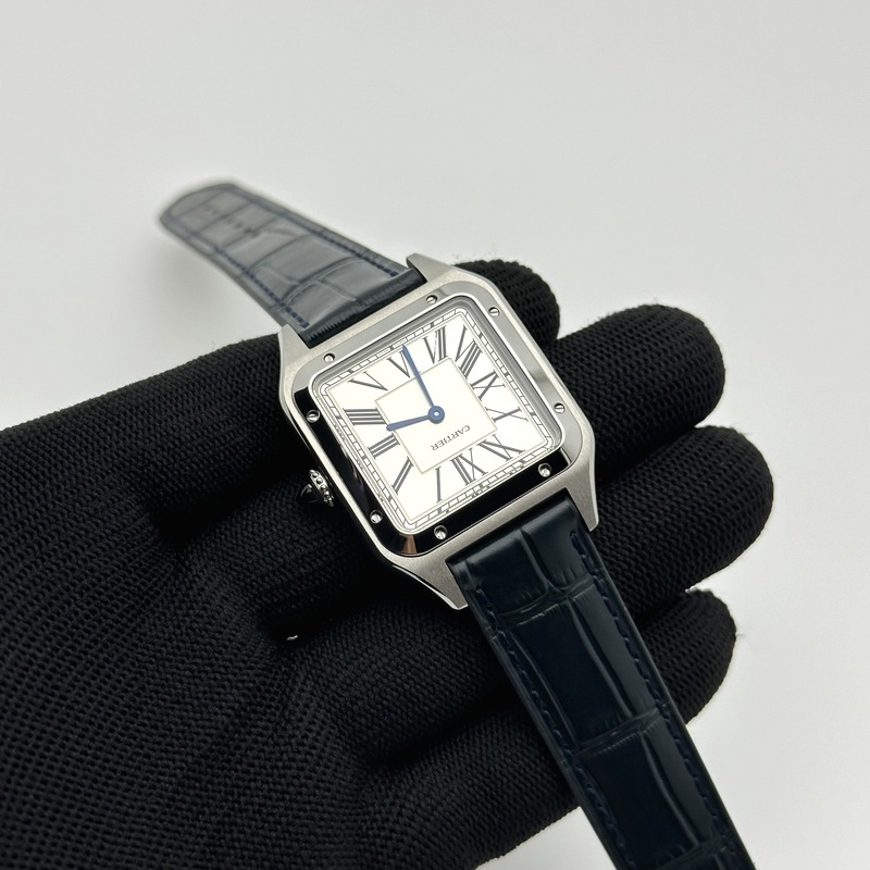 F1공장 까르띠에 산토스 뒤몽 43.5mm 실버다이얼 블루가죽스트랩 Santos Dumont 43.5mm SS F1F Best Edition Silver Dial on Blue Leather Strap Quartz 출고 전 실물 검수사진 4