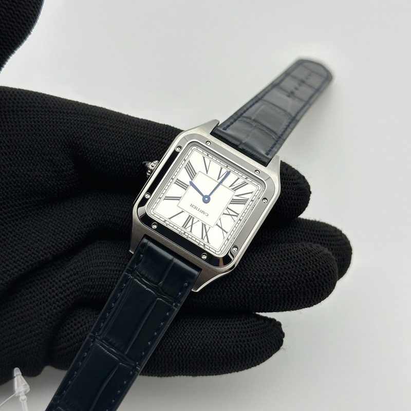 F1공장 까르띠에 산토스 뒤몽 43.5mm 실버다이얼 블루가죽스트랩 Santos Dumont 43.5mm SS F1F Best Edition Silver Dial on Blue Leather Strap Quartz 출고 전 실물 검수사진 5