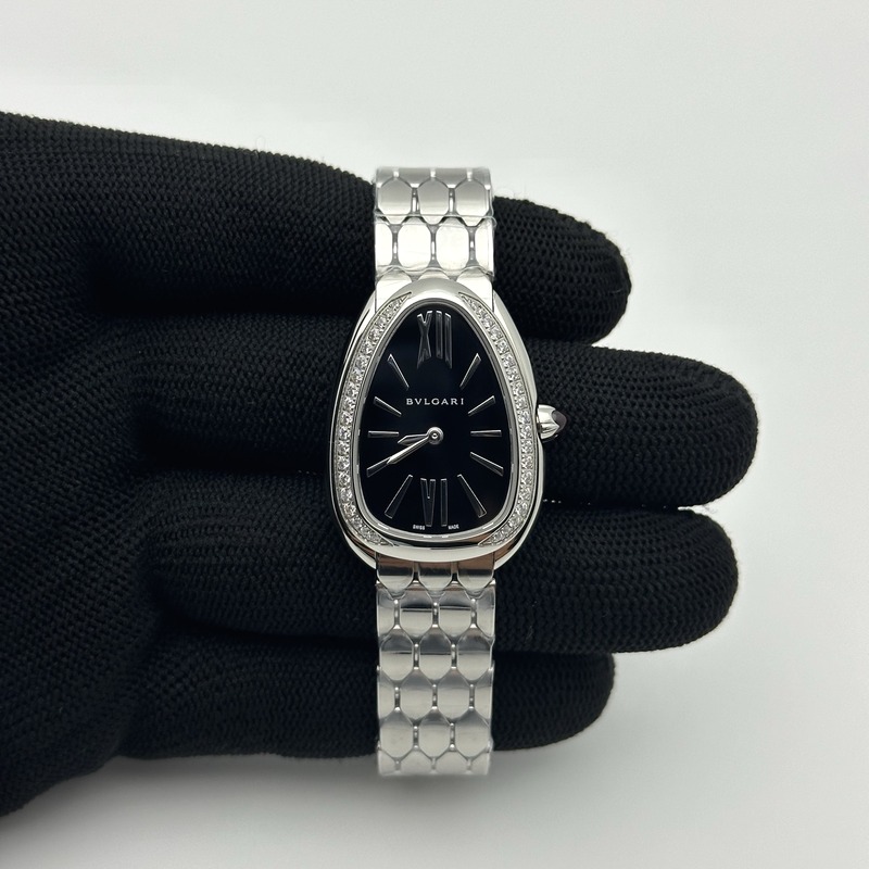 BV공장 불가리 세르펜티 세두토리 스틸 다이아몬드베젤 블랙다이얼 브레이슬릿 Serpenti Seduttori SS BVF 1:1 Best Edition Black Dial Diamonds Bezel on SS Bracelet ETA Quartz 출고 전 실물 검수사진 1