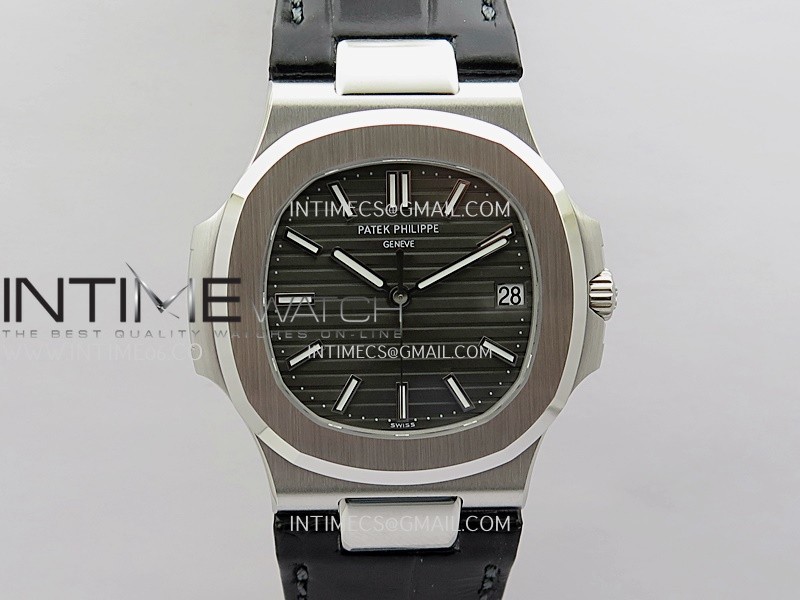 [26.01 UP] DD공장 파텍필립 노틸러스 5711 스틸 그레이다이얼 가죽스트랩 텅스텐 Nautilus 5711 Gain Weight DDF 1:1 Best Edition Gray Textured Dial On Black Leather Strap Super Clone DD324